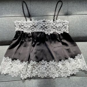 Black spaghetti strap tank top with white lacing